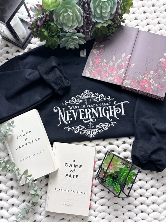 Nevernight Embroidered Sweatshirt | A Touch of Darkness
