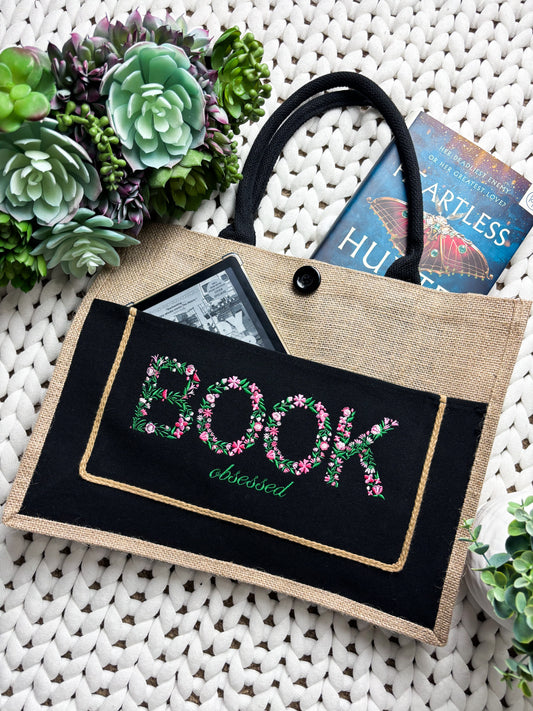 Book Obsessed Embroidered Tote Bag
