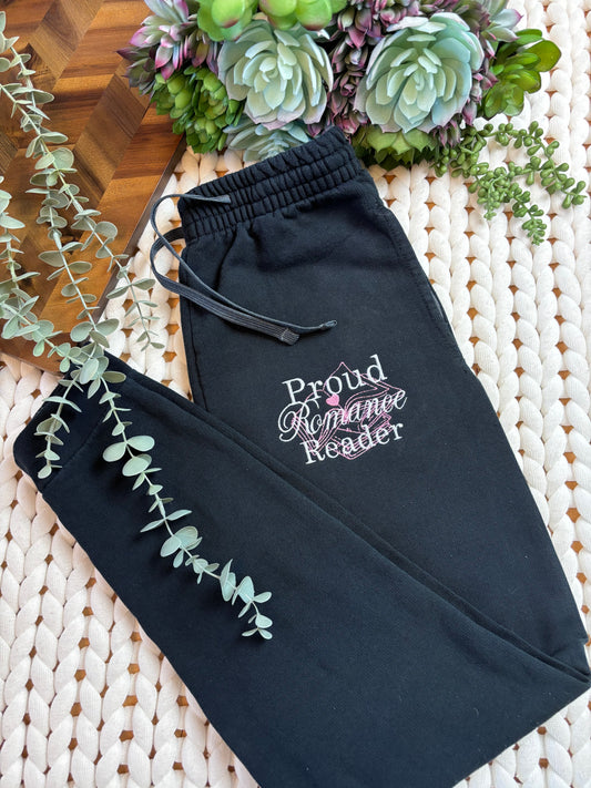 Proud Romance Reader Embroidered Joggers