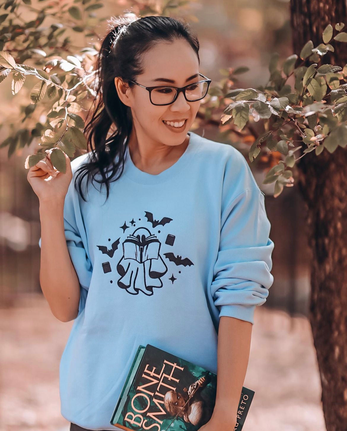 Book Ghostie Embroidered Sweatshirt