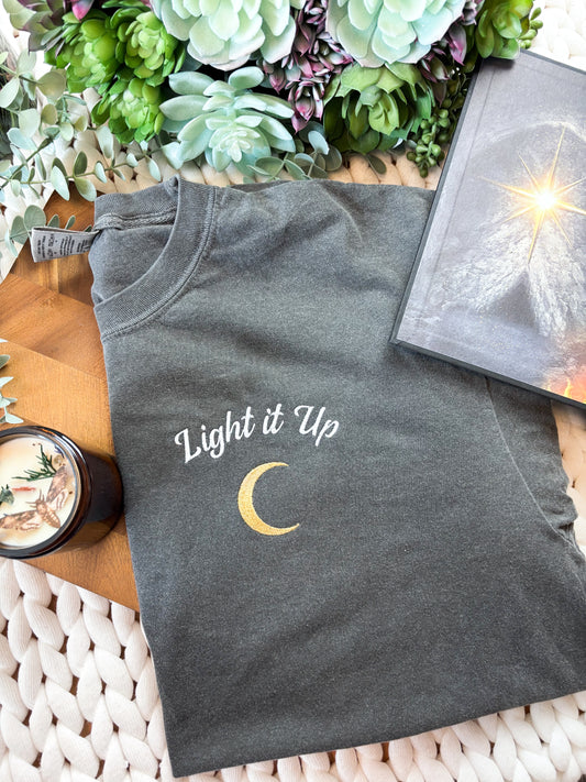 Light It Up Minimalistic Embroidered Shirt | Crescent City