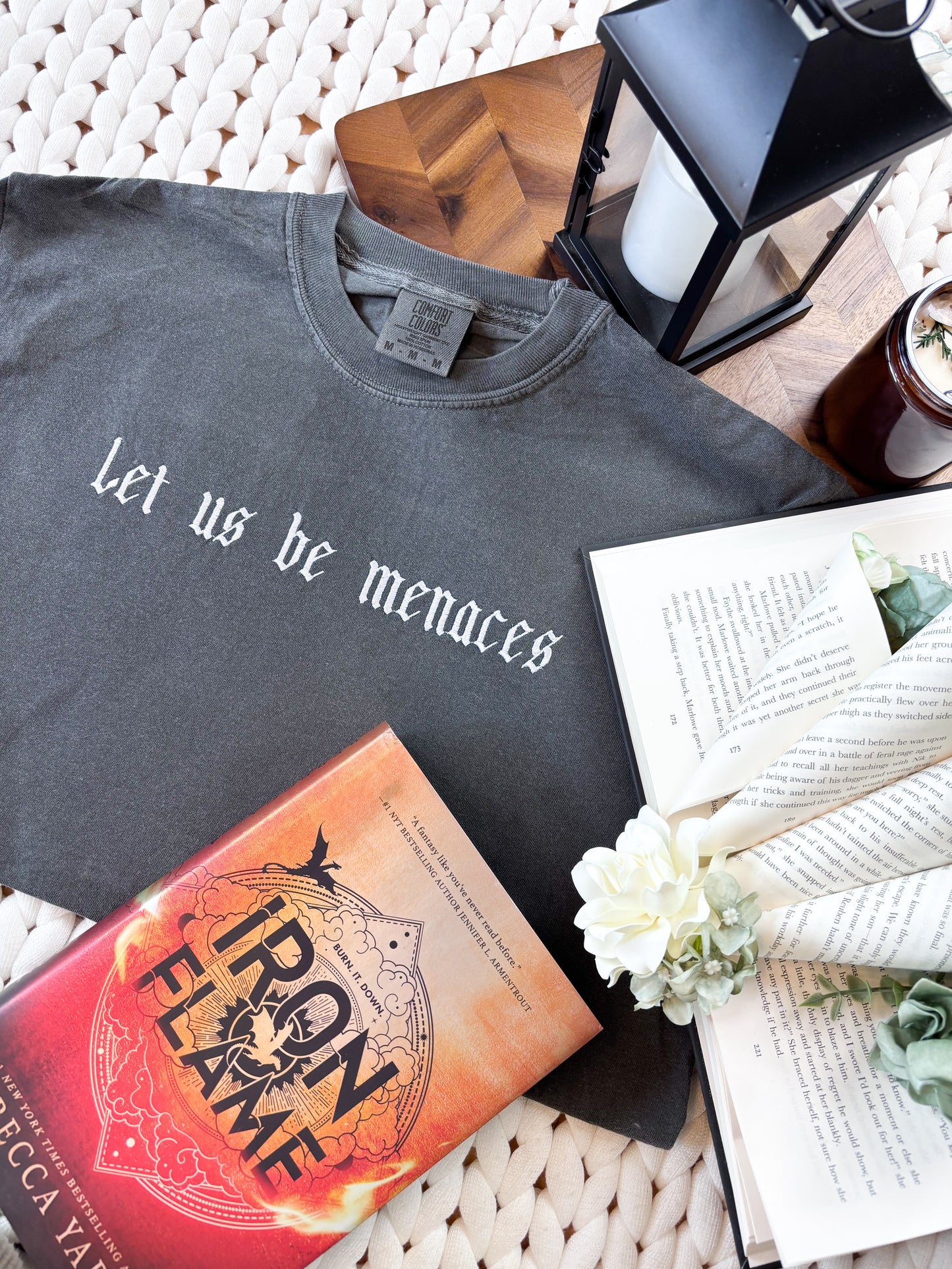 Let Us Be Menaces Embroidered Shirt | Fourth Wing (Copy)