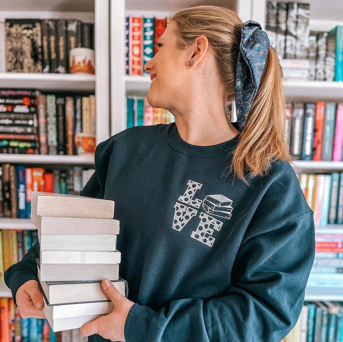 Bookish Love Embroidered Sweatshirt